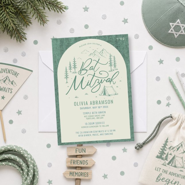 Invitación de Bat Mitzvah tema campamento al aire  (Subido por el creador)