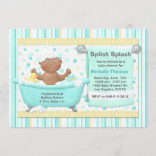 Invitación de Bath Baby Shower a los afroamericano