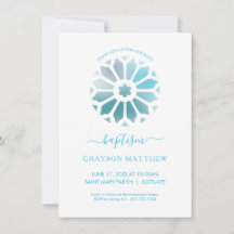 Invitación de Bautismo Azul Roseta