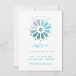 Invitación de Bautismo Azul Roseta