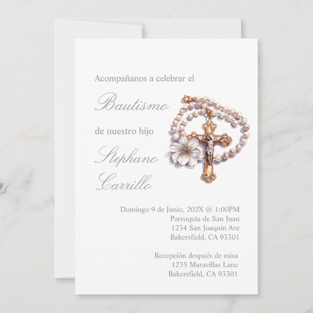 Invitación de bautismo con crucifijo (Anverso)