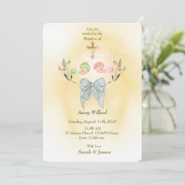Invitación de bautismo de cruz de oro suave