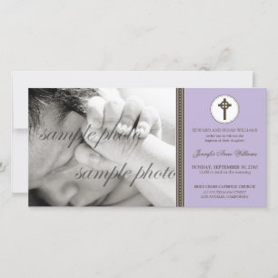 Invitación de bautismo de lavanda simple y dulce