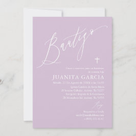 Invitación de bautismo de niña púrpura