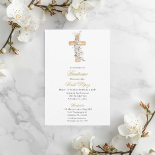 Invitación de bautismo de santa cruz para niño o n