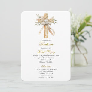 Invitación de bautismo de santa cruz para niño o n