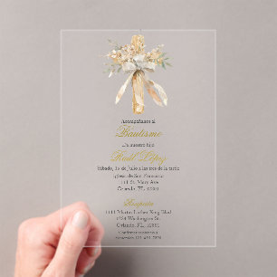 Invitación de bautismo de santa cruz para niño o n