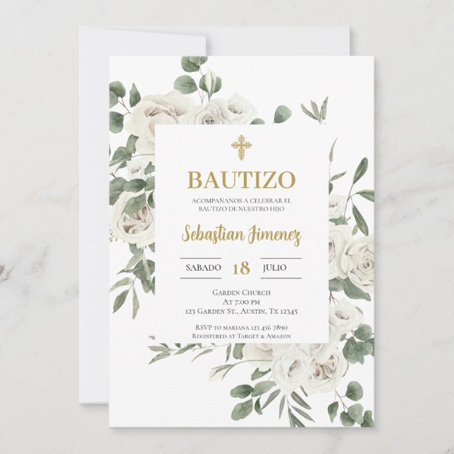 Invitación de bautismo en español (Anverso)