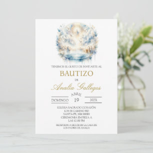 Invitación de bautismo en español coloreada con ag