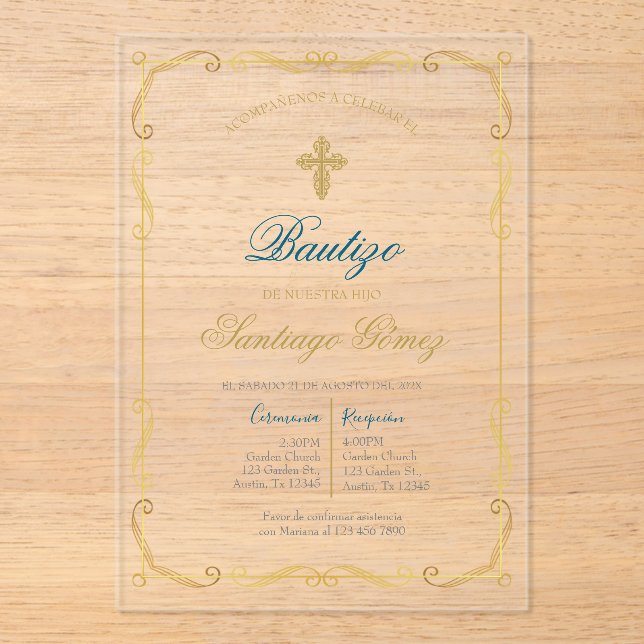 Invitación de bautismo para niño (Anverso)