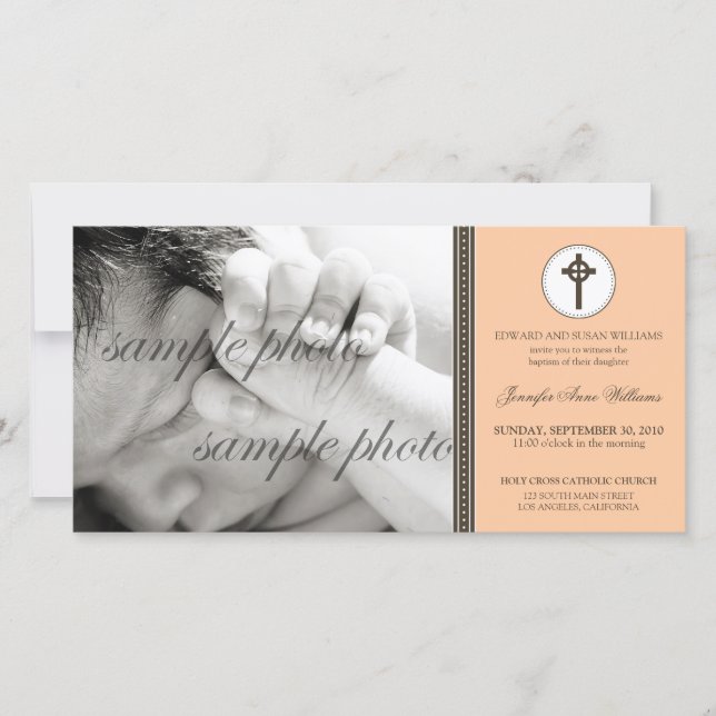 Invitación de bautismo simple y dulce (Anverso)