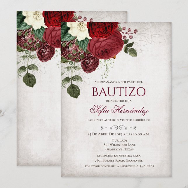 Invitación de Bautizo (Anverso / Reverso)