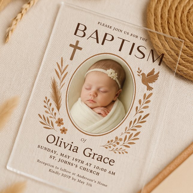 Invitación de bautizo acrílico boho con foto y pal (acrylic-minimalistic-baptism-invitation-photo-cross-leaves.png)