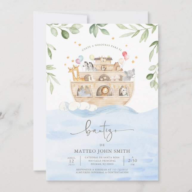 Invitación de Bautizo Arca de Noé Arca de Noé Baut (Anverso)