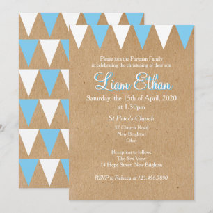 Invitación de Bautizo Azul de Baby Bunting