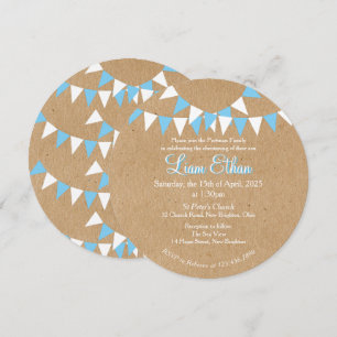 Invitación de Bautizo Azul de Baby Bunting