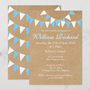 Invitación de Bautizo Azul de Baby Bunting