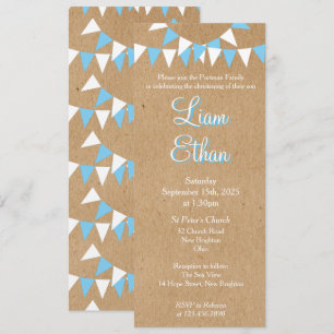 Invitación de Bautizo Azul de Baby Bunting