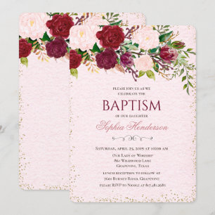 Invitación de Bautizo con Acuarela Floral