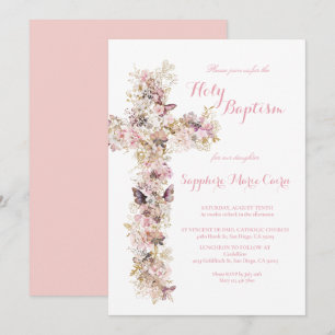 Invitación de Bautizo con Aquarela Floral de Prima