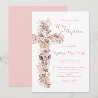 Invitación de Bautizo con Aquarela Floral de Prima