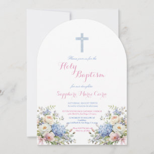 Invitación de Bautizo con Aquarela Floral de Prima