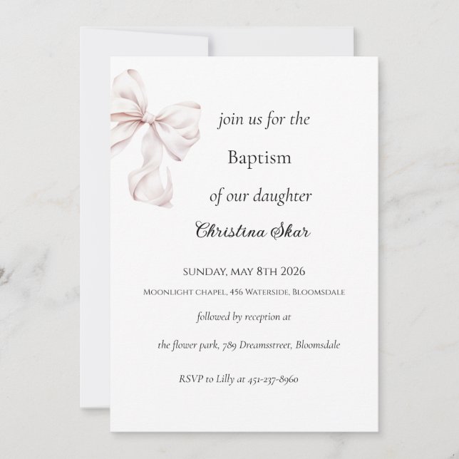 Invitación de Bautizo con Arco (Anverso)