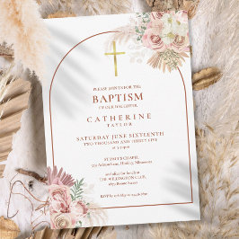 Invitación de bautizo con arco de hierba de las Pa