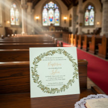 Invitación de bautizo con corona de olivo personal