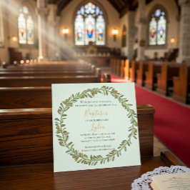 Invitación de bautizo con corona de olivo personal