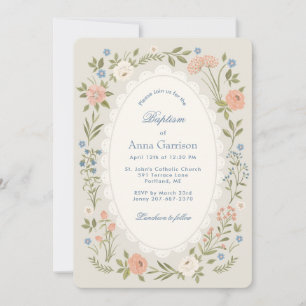 Invitación de Bautizo con Crema