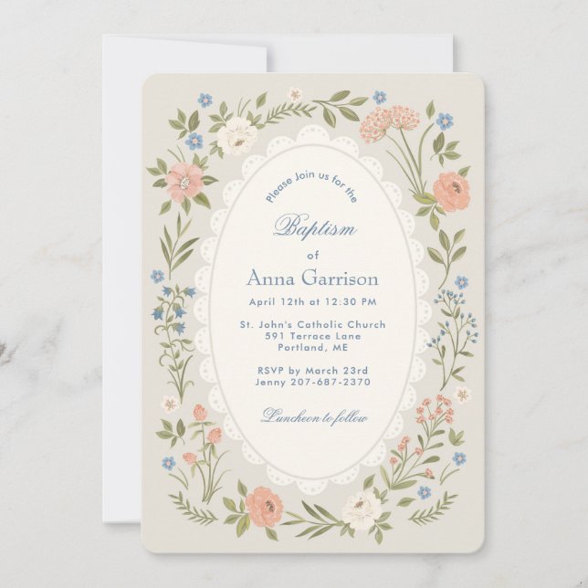 Invitación de Bautizo con Crema (Anverso)