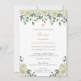 Invitación de Bautizo con Flores Bautismo