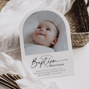 Invitación de Bautizo con Foto Arqueada