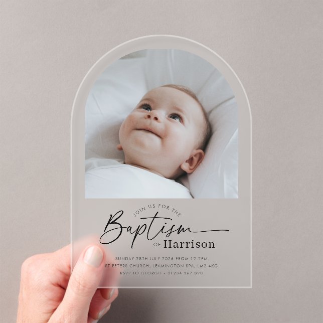 Invitación de Bautizo con Foto Arqueada (Insitu (portátil))