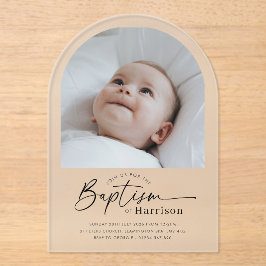 Invitación de Bautizo con Foto Arqueada