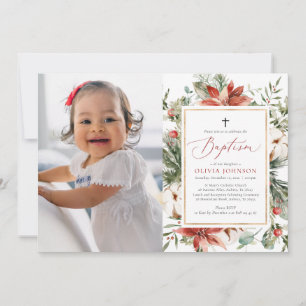 Invitación de Bautizo con Foto de Navidad de Invie