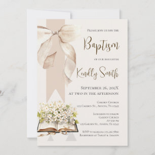 invitación de bautizo con lazo
