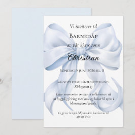 Invitación de Bautizo con Lazo Azul