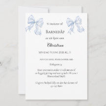 Invitación de bautizo con lazo azul