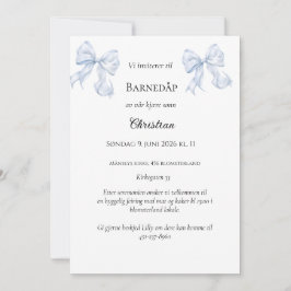 Invitación de bautizo con lazo azul