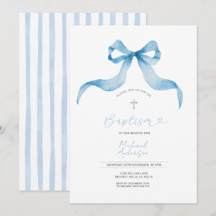 Invitación de Bautizo con Lazo Azul Bautizo de Niñ