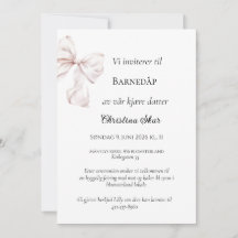 Invitación de Bautizo con Lazo Rosa