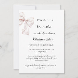 Invitación de Bautizo con Lazo Rosa