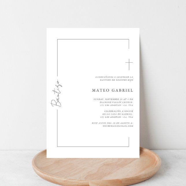 Invitación de Bautizo con Letra Moderna en Español (Subido por el creador)