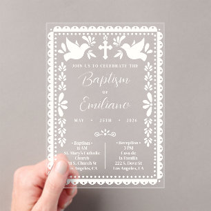 Invitación de Bautizo con Papel Picado Fiesta Mexi