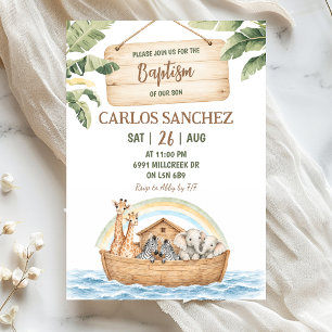 Invitación de Bautizo con Tema del Arca de Noé