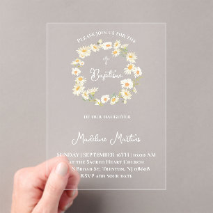 invitación de bautizo corona de margaritas