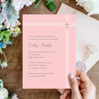 Invitación de Bautizo/Cristal con Esquina Cruzada