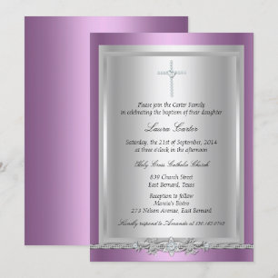 Invitación de bautizo/cristiana con cruz de joya